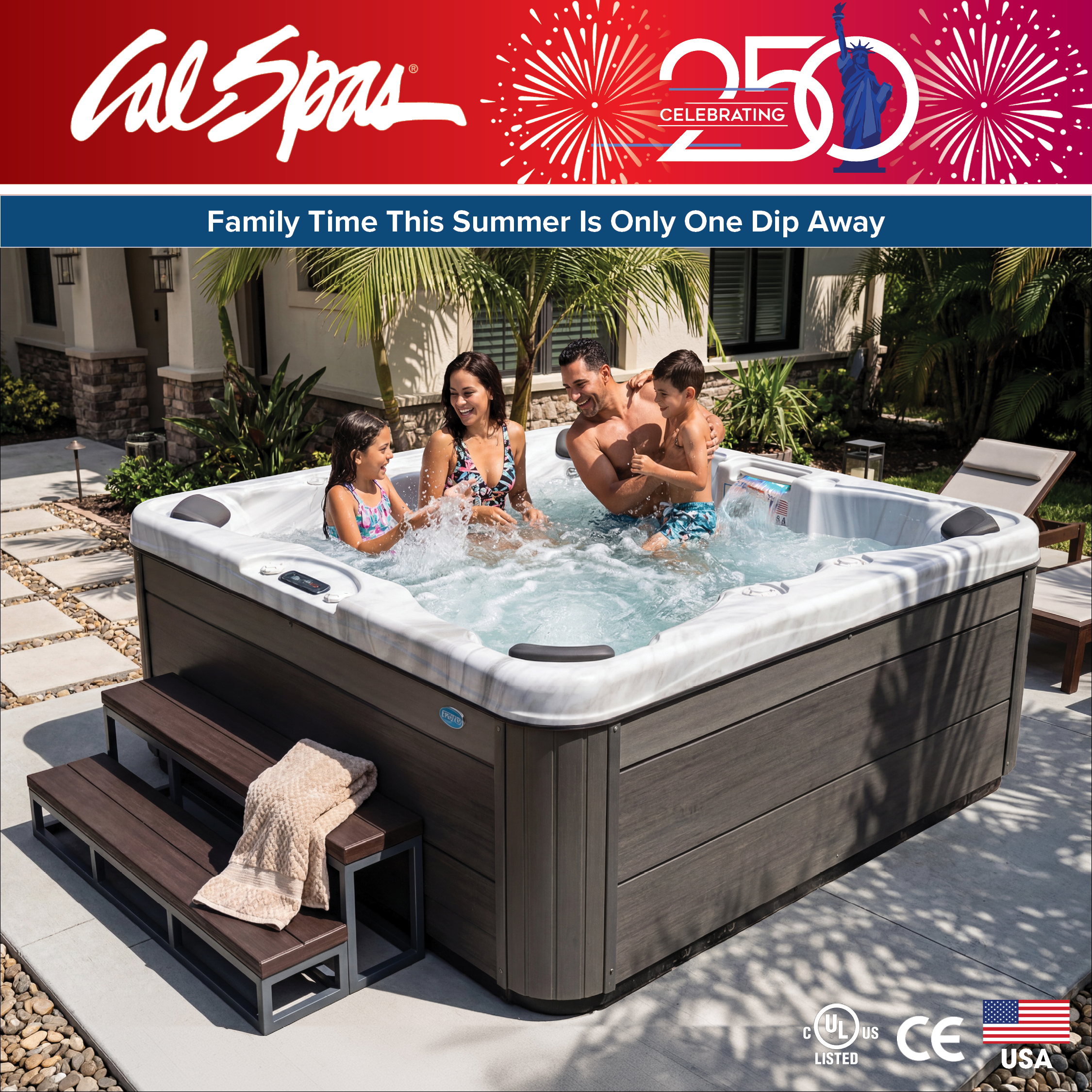 Calspas hot tub being used in a family setting - Mountlake Terrace